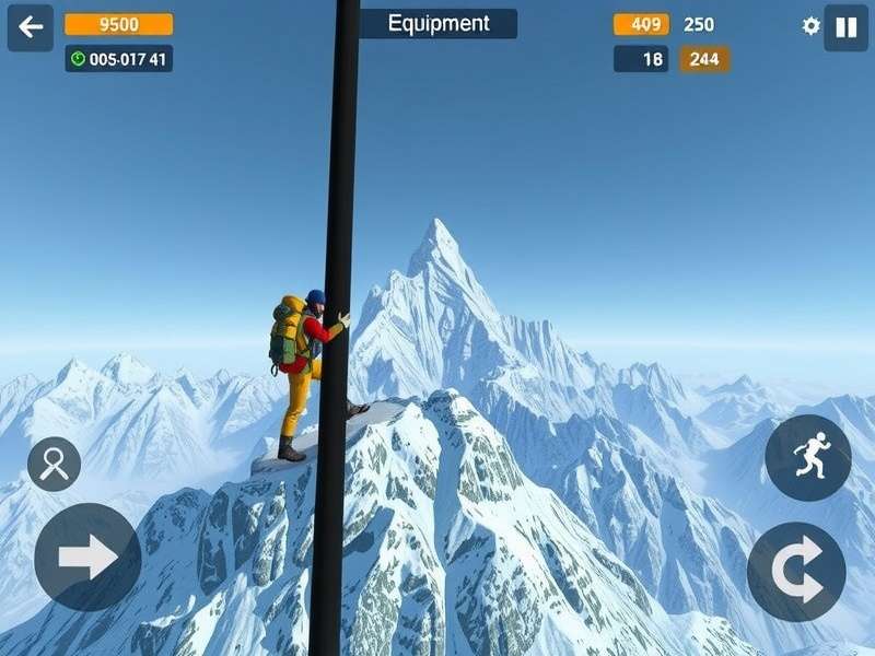 Everest Explorer Hop gameplay screenshot showing character climbing mountain